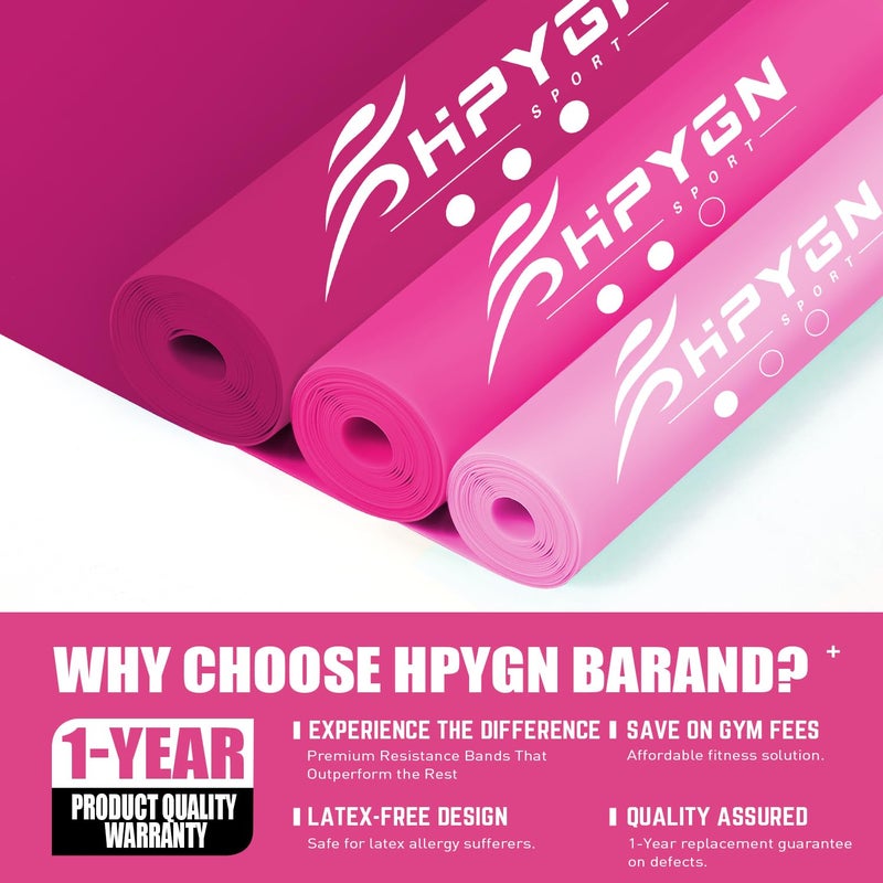 HPYGN Resistance Bands, Exercise Bands for Physical Therapy Women, Stretch Bands for Yoga, Pilates, Rehab, Fitness, Strength Training, Home Exercise, Elastic Workout Bands at Home Gym - Image 3