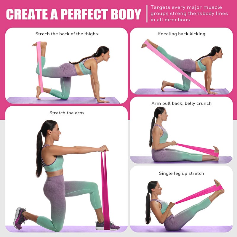 HPYGN Resistance Bands, Exercise Bands for Physical Therapy Women, Stretch Bands for Yoga, Pilates, Rehab, Fitness, Strength Training, Home Exercise, Elastic Workout Bands at Home Gym - Image 5