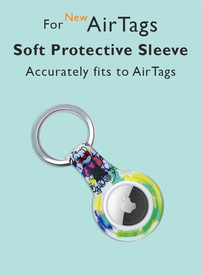 Theodor Protective Silicone Case Cover with Key Ring Green Kaws For Apple AirTag  - Image 2