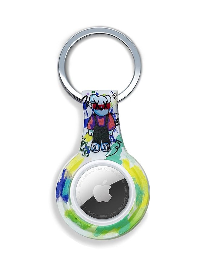 Theodor Protective Silicone Case Cover with Key Ring Green Kaws For Apple AirTag  - Image 1