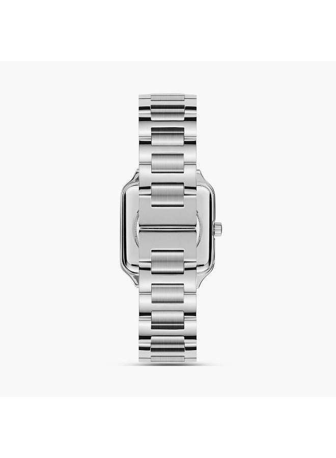 Omax Women's Silver Analog Watch with Burgundy Dial - Image 3