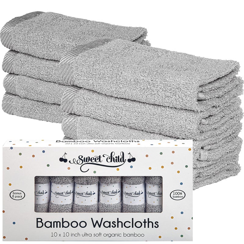 Sweet Child 8Pack Baby Washcloths Super Soft Rayon Washcloth Baby Wash Cloths for NewbornInfants and Kids Bath Baby Towels Body and Face Towel Face Cloths for Washing Face