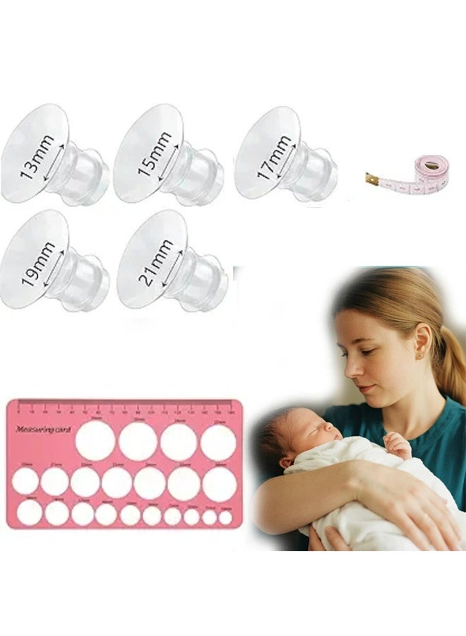 5 Pcs Silicone Flange Inserts 13/15/17/19/21mm, for Momcozy, Medela, Willow S9/S10/S12 Wearable Hand Free Breast Pump Flange Insert, Reduce 24mm Shield/Flange Nipple Tunnel Down to Correct Size - Image 1