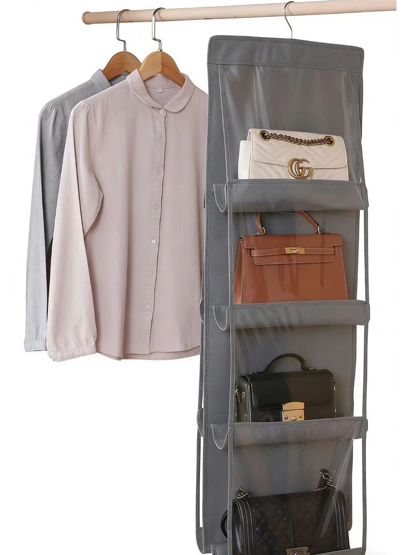 Space-Saving Foldable Hanging Handbag Organizer 8 Pockets Durable Non-Woven Closet Storage - Image 1