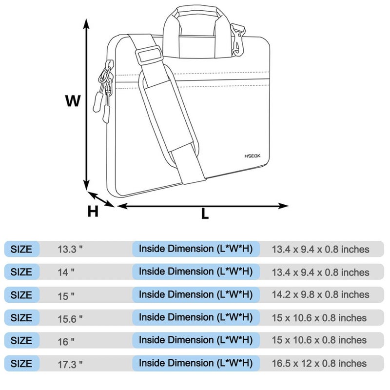 HSEOK Laptop Case 15.6 inch Shoulder Bag, Durable Shockproof Protective Computer Carrying Briefcase with Multi-Pockets and Strap Compatible with Most 15.6 inch Notebooks,Black red - Image 3
