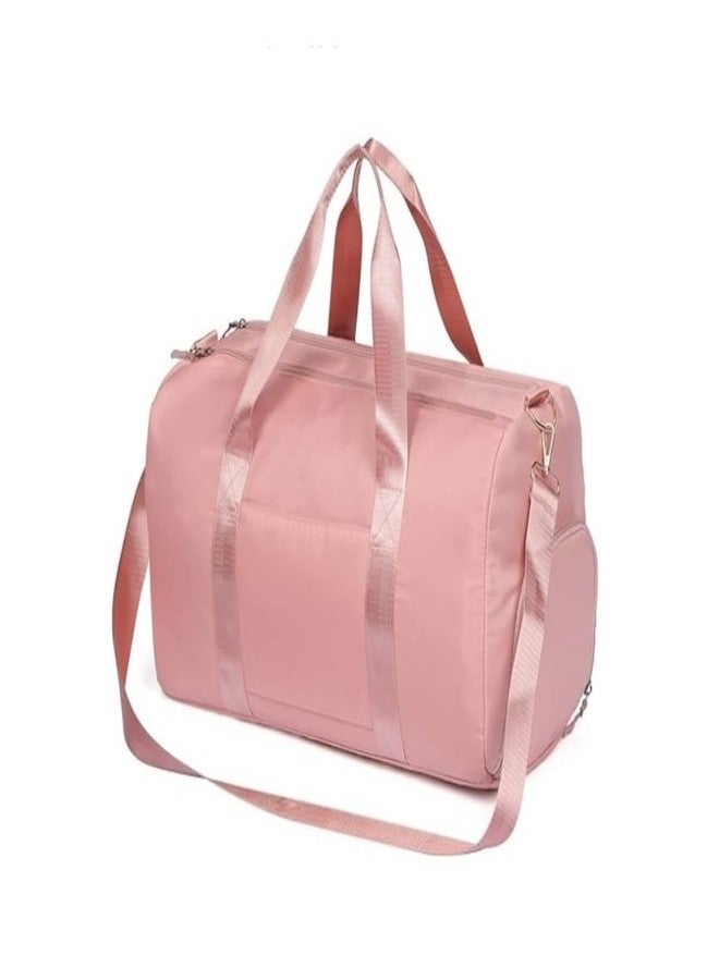 TINSICO Waterproof Travel Duffel Bag Weekender Bag for Women and Men Swim Sports Training Handbag Yoga Bag with Wet Pocket & Shoe Compartment, Oxford Fabric (Pink) - Image 1