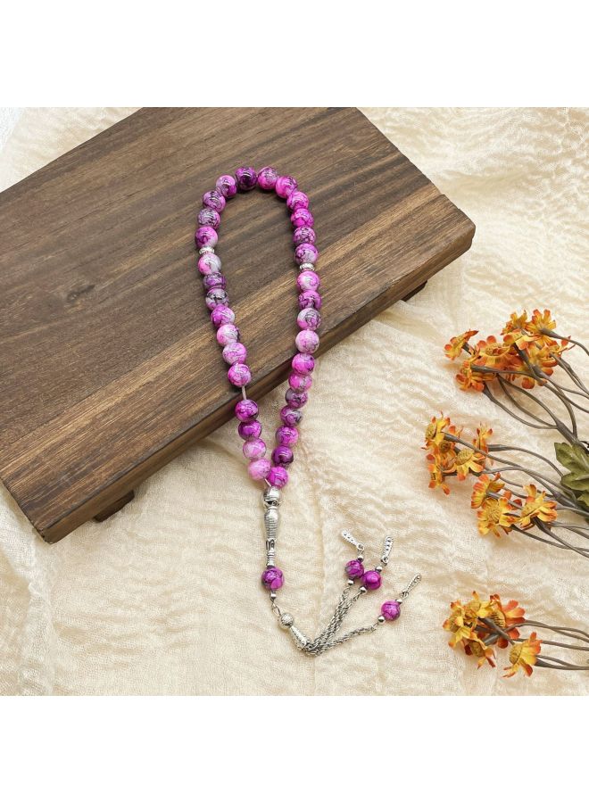 YIXIA New 10mm 33 Beads Large Flower Bead Drop Tassel Glass Muslim Daily Prayer Beads Middle Eastern - Image 1