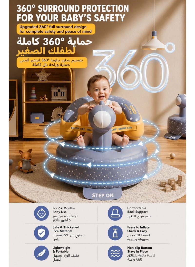HUMJO Press-to-Inflate Baby Sitting Chair,Inflatable Seat,Baby Chair,Bath Seat,and Sofa for Infants - Image 2