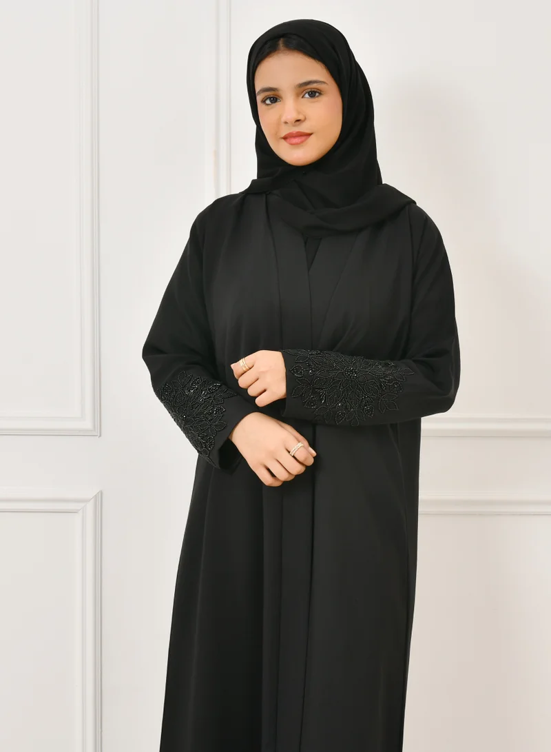 HAWRAA ABAYA Girls' wrap abaya with beaded sleeves