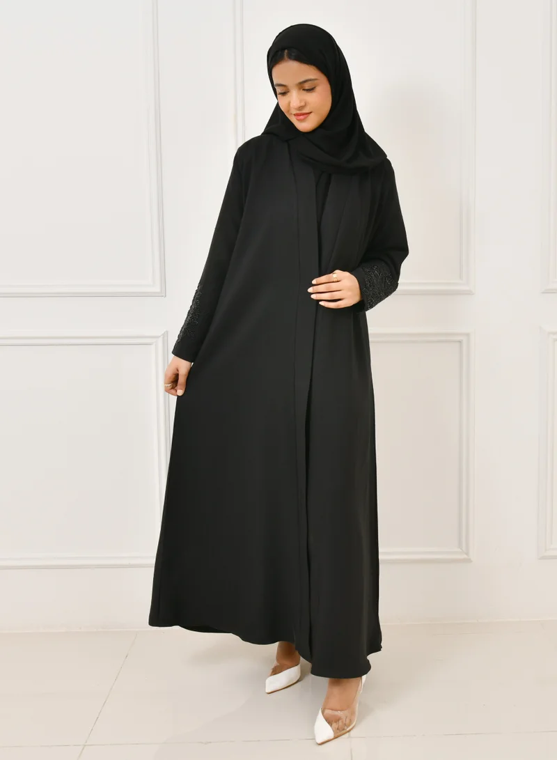 HAWRAA ABAYA Girls' wrap abaya with beaded sleeves