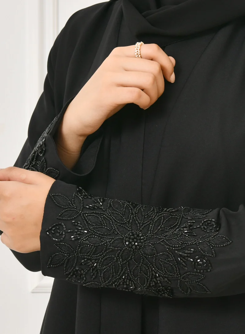 HAWRAA ABAYA Girls' wrap abaya with beaded sleeves