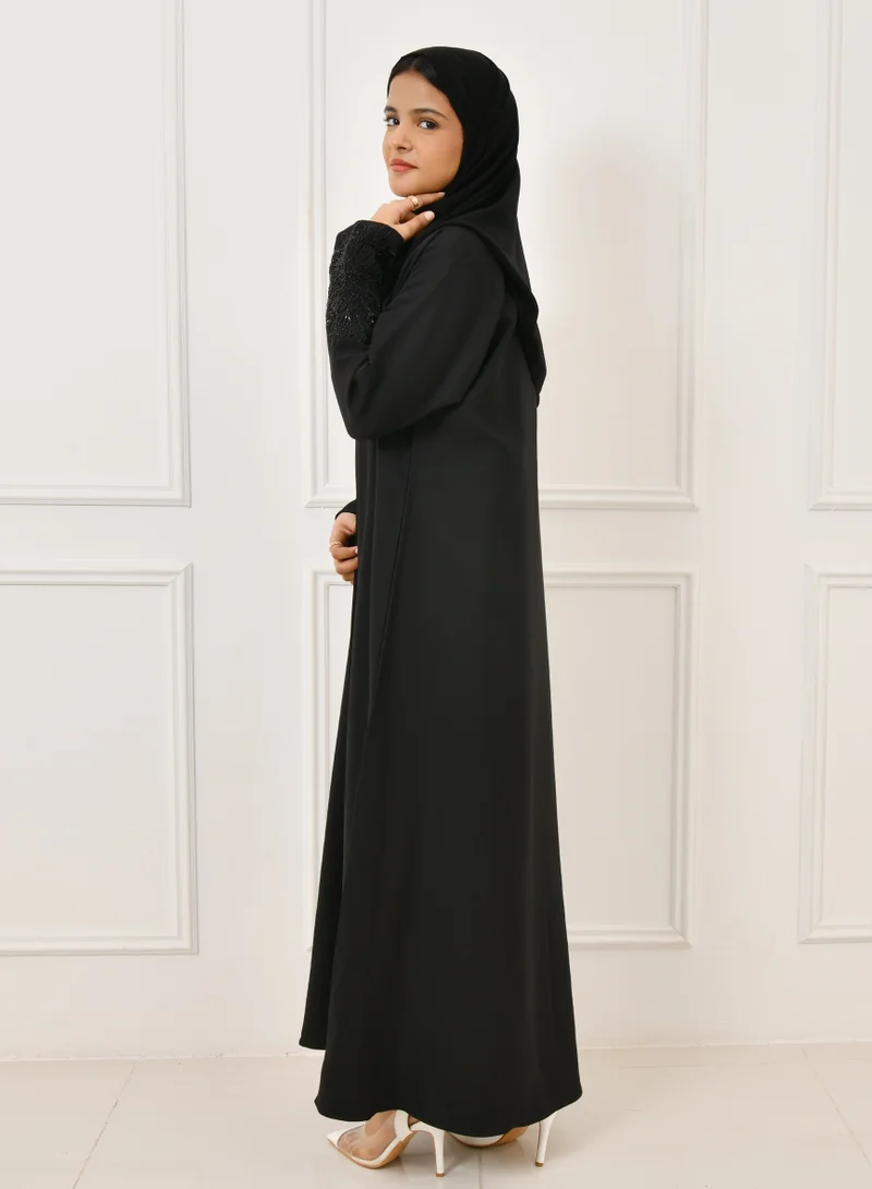 HAWRAA ABAYA Girls' wrap abaya with beaded sleeves