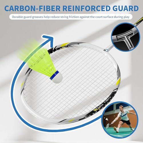 Senston 2 Badminton Rackets with Carry Bag | Lightweight Graphite for Adults & Teens | Includes 2 Shuttlecocks & 2 Grips | Perfect for Family, Beginners & Outdoor Games (Black+Green) - Image 4