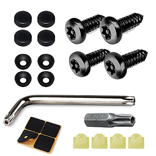 Middrivr 4 Set Black Anti Theft License Plate Screws Kits, Rustproof Stainless Steel Car Tag Plate Mounting Hardware, M6 (1/4") Tamper Proof Screws for Front Rear Frame Holder Mounting - Image 1
