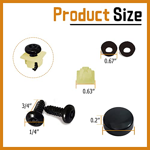 Middrivr 4 Set Black Anti Theft License Plate Screws Kits, Rustproof Stainless Steel Car Tag Plate Mounting Hardware, M6 (1/4") Tamper Proof Screws for Front Rear Frame Holder Mounting - Image 3