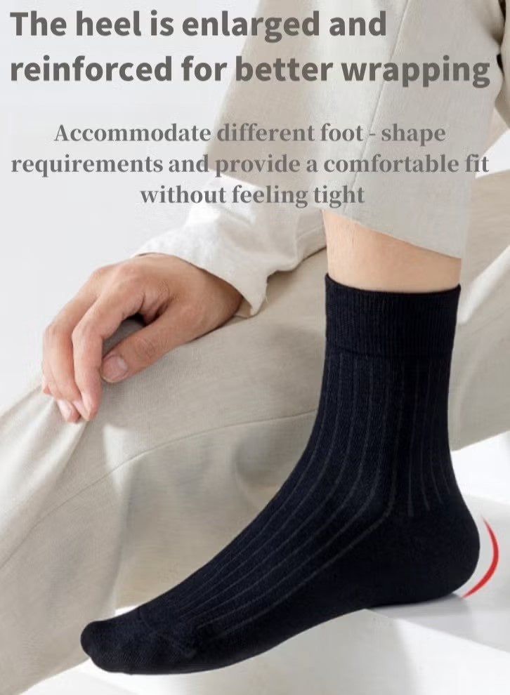 5 Pairs of Men's Breathable and Comfortable 100% Cotton Socks, Available in Numeric Sizes from 38 to 46, Regular Fit and Regular Thickness, 5 Pairs in Each Pack, Featuring Stylish Vertical Stripes in Pure Black, Perfect for Daily Wear, Sports and Casual Occasions - Image 2