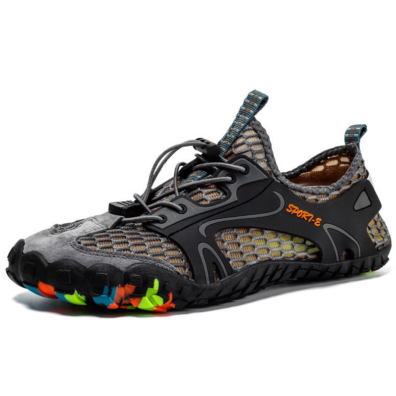 1928 cross-border large size mens shoes 2022 spring and summer New hollow breathable outdoor swimming wading shoes for lovers DQ-1928 Gray