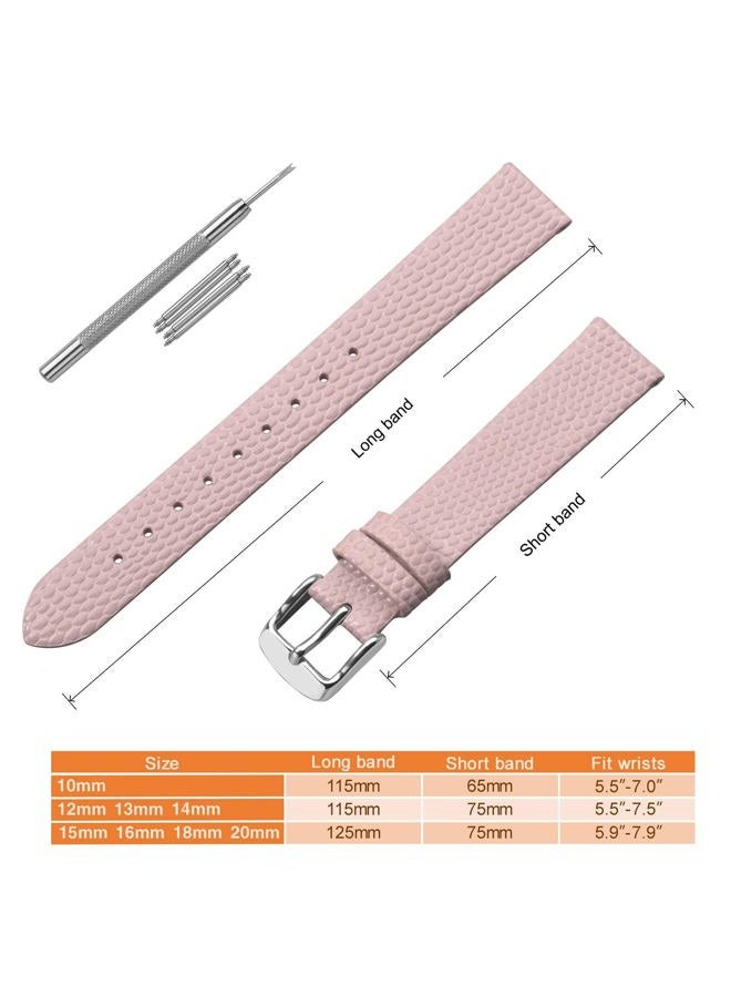 ANNEFIT Women's Leather Watch Band 15mm, Lizard Grain Slim Thin Replacement Strap (Pink) - Image 5