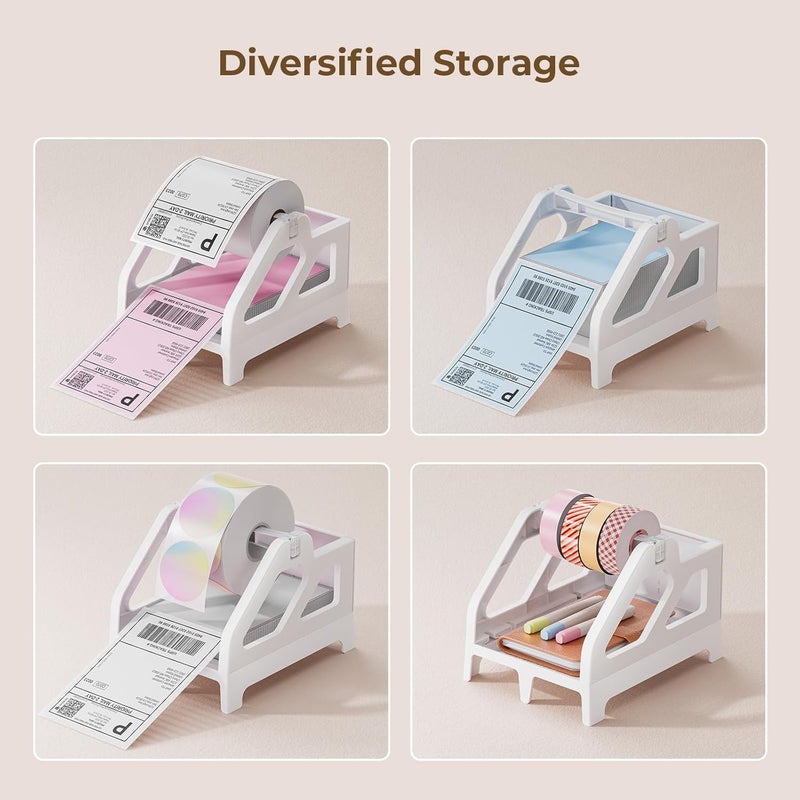 MUNBYN Label Holder for Rolls and Fan-Fold Labels, Thermal Sticker Roll Holder for Desktop Thermal Printer Shipping Supplies Industrial Paper, White - Image 2