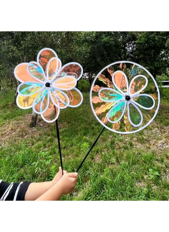 null - Large Colorful Color Changing Laser Double Turntable Sunflower Windmill Outdoor Scenic Square Stall Toys Wholesale-Color:Color Changing Phantom Sunflower Windmill - Image 1