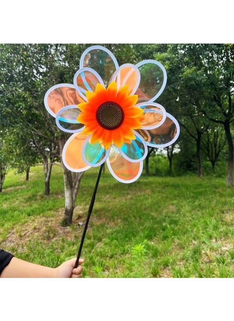 Large Colorful Color Changing Laser Double Turntable Sunflower Windmill Outdoor Scenic Square Stall Toys Wholesale-Color:Color Changing Phantom Sunflower Windmill
