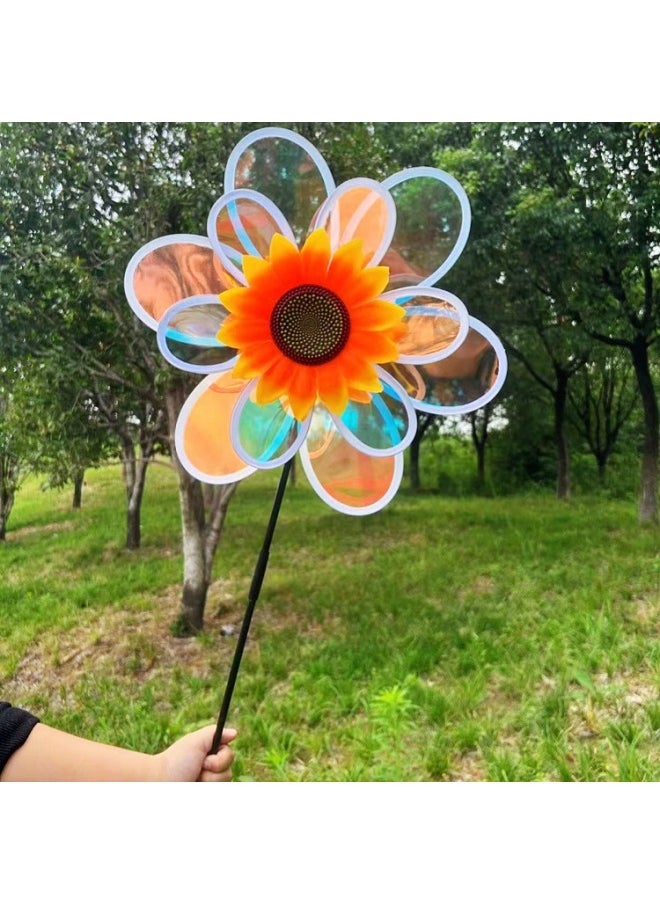 null - Large Colorful Color Changing Laser Double Turntable Sunflower Windmill Outdoor Scenic Square Stall Toys Wholesale-Color:Color Changing Phantom Sunflower Windmill - Image 1