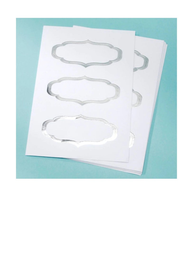ملصقات بيضاء بحافة فويل باروك 2.75 × 1.25 بوصة - Image 3