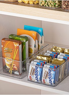 Excefore Food Storage Organizer Bins, Clear Plastic Storage Bins for Pantry, Kitchen, Fridge, and Cabinet Organization, 2 Compartment Holder for Packets, Snacks, Pouches  - Image 3