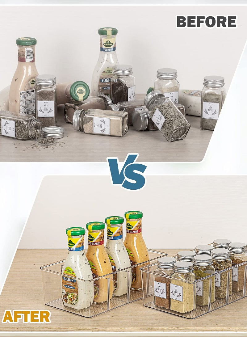 Excefore صناديق تنظيم تخزين الطعام، صناديق تخزين بلاستيكية شفافة لمخزن الطعام، المطبخ، الثلاجة، وتنظيم الخزائن، حامل ذو قسمين للحزم، الوجبات الخفيفة، الأكياس - Image 4