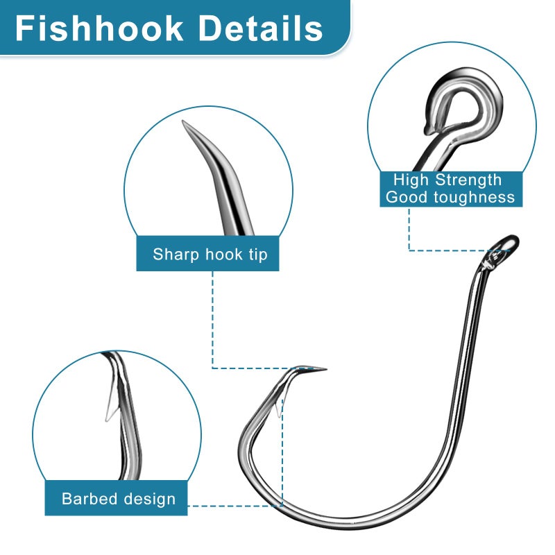 HSYMQ 150PCS Circle Hooks, Strong High Carbon Steel Fresh and Saltwater Fishing Hooks, Variety of Different Sizes Circle Hook - Size:#1 1/0 2/0 3/0 4/0 5/0 6/0 8/0 - Image 4