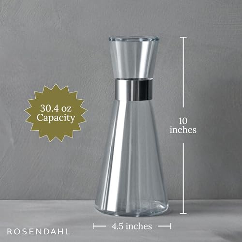 Rosendahl كاراف مائي روزندال غراند كرو سعة 30.4 أونصة - إبريق زجاجي شفاف مع لمسات من الفولاذ المقاوم للصدأ، آمن في غسالة الصحون، خالي من الرصاص، أدوات شرب عصرية، ملحق مطبخي متعدد الاستخدامات لإعداد طاولات أنيقة - Image 3