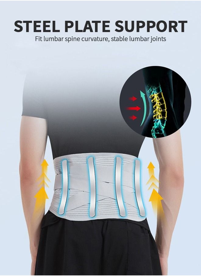 GROIC - Back Brace Lumbar Support Belt for Lower Back Pain Relief, Breathable Back Support Belt with 4 Metal Support Stays for Heavy Lifting, Work and Exercise, Men and Women, L - Image 1
