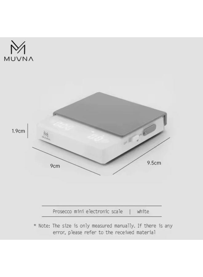ميزان قهوة ذكي MUVNA بروسيكو دقة 0.1 جرام – ميزان إسبريسو وبور أوفر احترافي مع مؤقت ونسب تحضير وشحن Type-C وتصميم صغير محمول