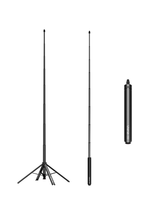 ULANZI TT91 Invisible Selfie Stick Tripod, One-Click Deploy & Close, 4-Leg 2-in-1 Extension Pole, 8-Section Extends to 65.4in, 1/4" Mount for Insta360 X5/X4/X3/Luna/DJI Osmo 360/Pocket - Image 1