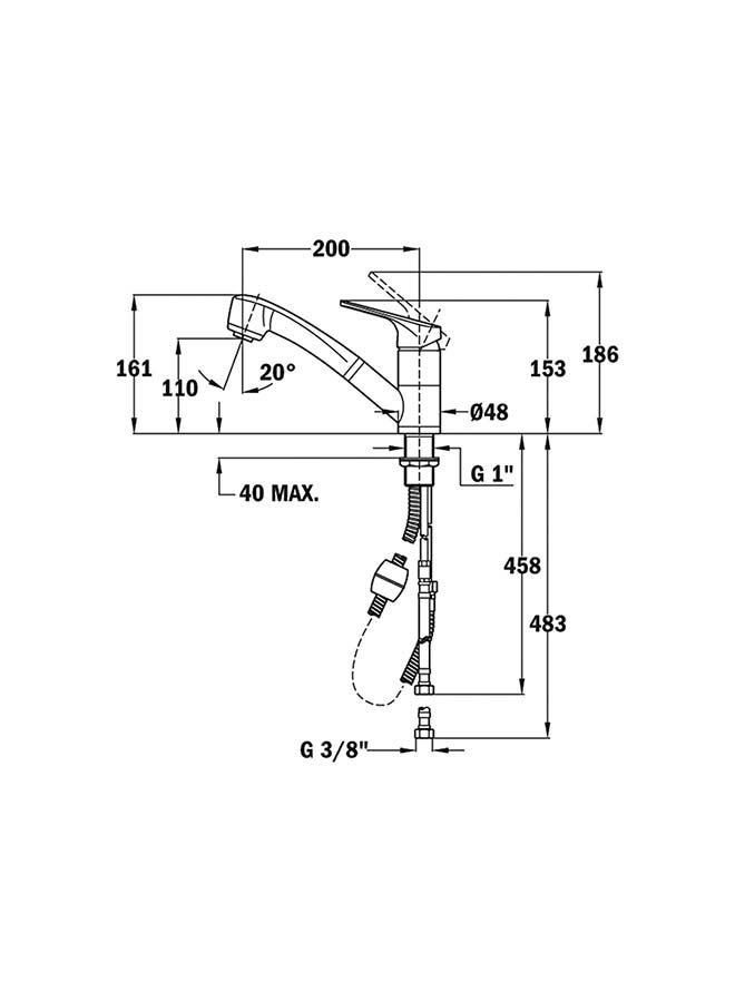 TEKA Kitchen Tap Mixer With Pullout Shower Chrome - Image 2