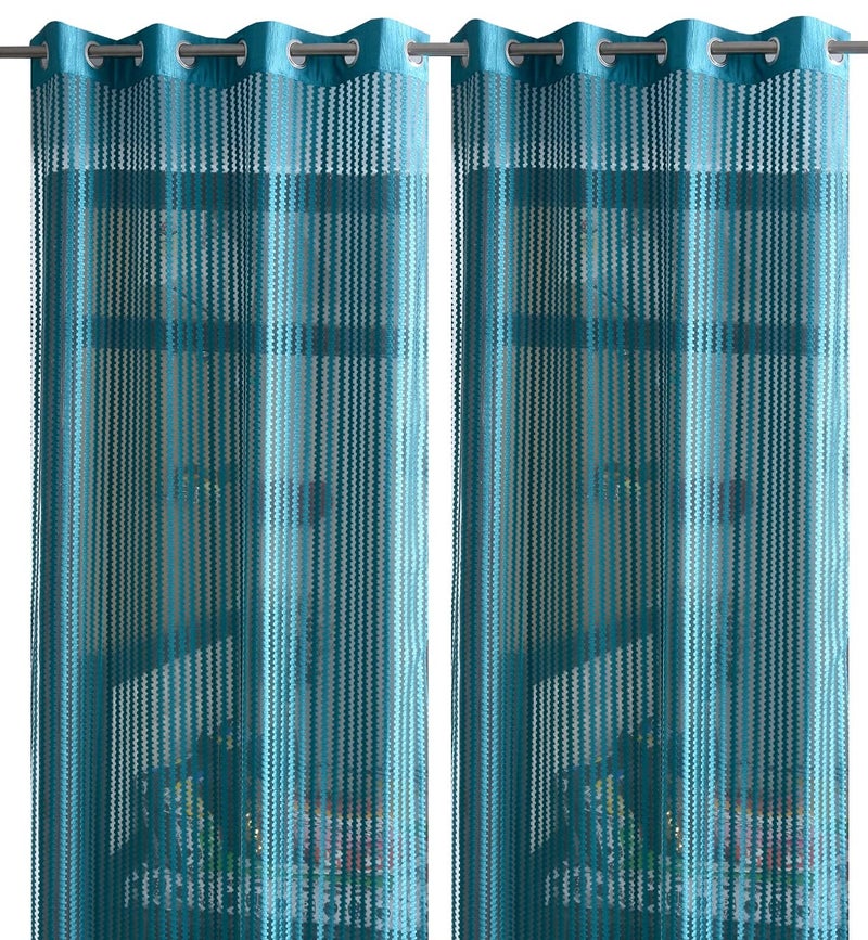 Jiyansh Decor 7ft Net Tissue Curtain for Window Polyester Fabric Solid Pattern Curtains Semi Sheer Transparent Eyelet for Living Room Set of 2 7x4Feet Pine  - Image 1