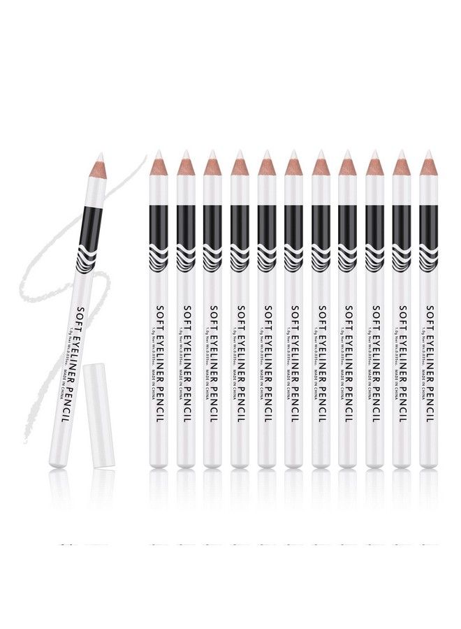 Ownest 12 Packs Professional Highlighter Eye Liner Pen Soft Strokes Easy to Color Eyeshadow Pencil Waterproof Long lasting White Eyeliner Pencil Makeup - Image 1