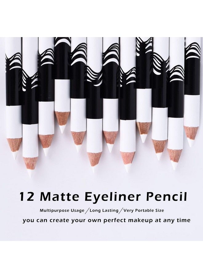 Ownest 12 Packs Professional Highlighter Eye Liner Pen Soft Strokes Easy to Color Eyeshadow Pencil Waterproof Long lasting White Eyeliner Pencil Makeup - Image 5