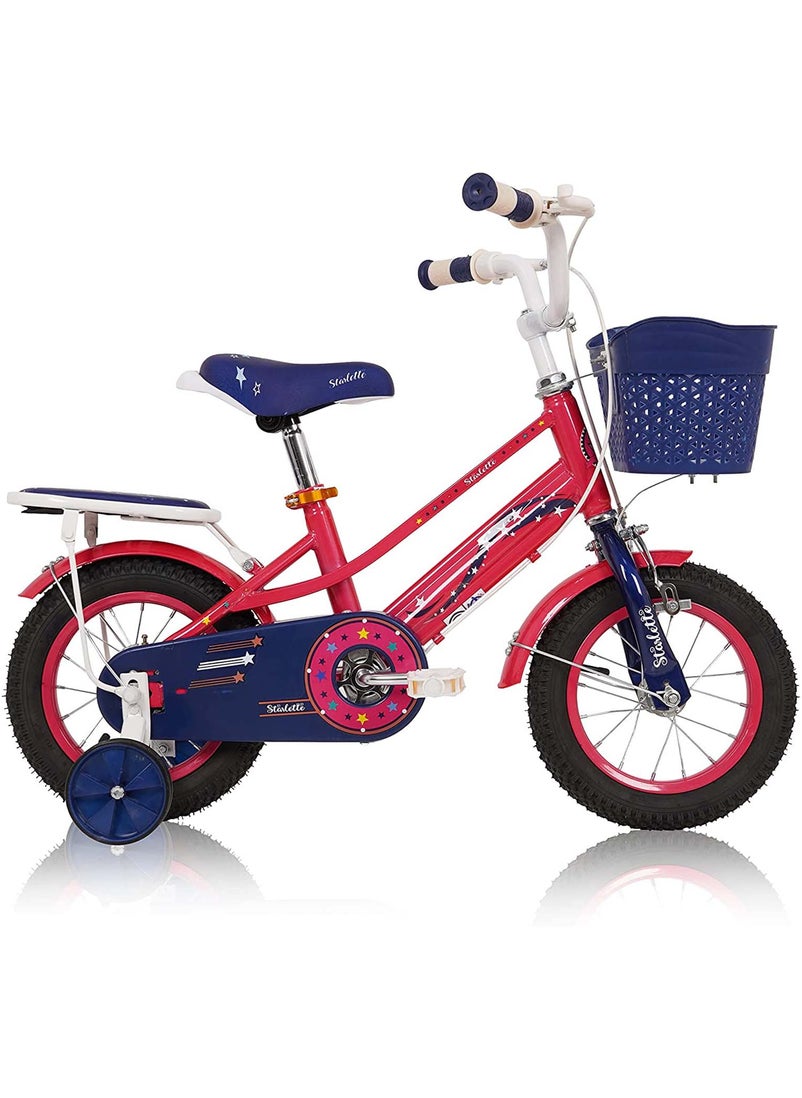 Vego - Vego Starlette Girl's 12 Inch Bicycle with Training Wheels Dark Pink - Image 1