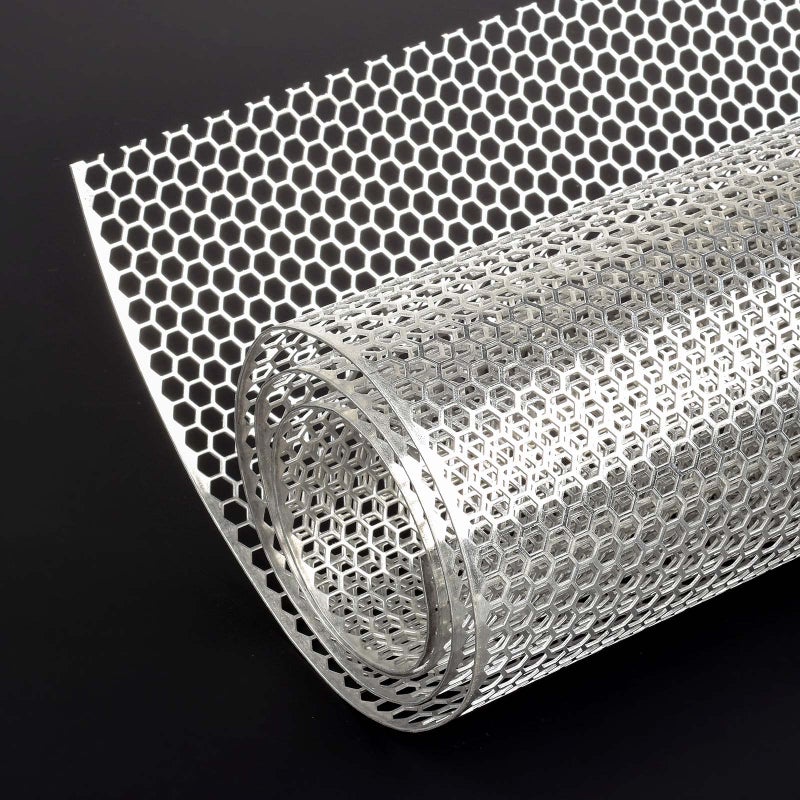AggAuto 47x16 inches Car Pickup Truck Grill Mesh Spoiler Bumper Vent Aluminum Alloy Automotive Grille Insert Air Intake Racing Honeycomb Hole 6mm Spacing 1mm Silver