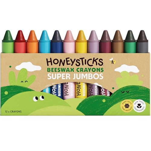 Honeysticks Super Jumbo Crayons 12 Pack 100 Pure Beeswax Non Toxic Crayons for Toddlers 13 Extra Large Crayon Size Easy to Hold and Use Unbreakable Toddler Crayon EcoFriendly - Image 1