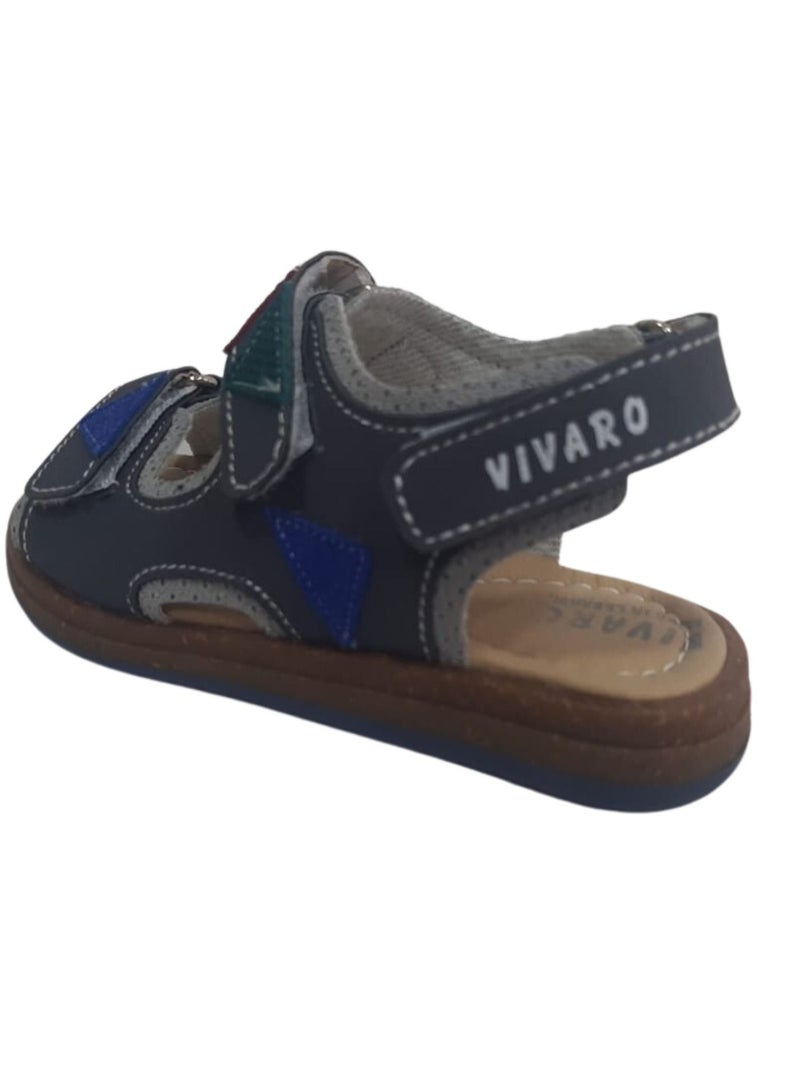 VIVARO Summer Sandal Grey Open Toe with Special Footbed Made with Arc and Hygiene leather for all-day for Boys kids  - Image 2