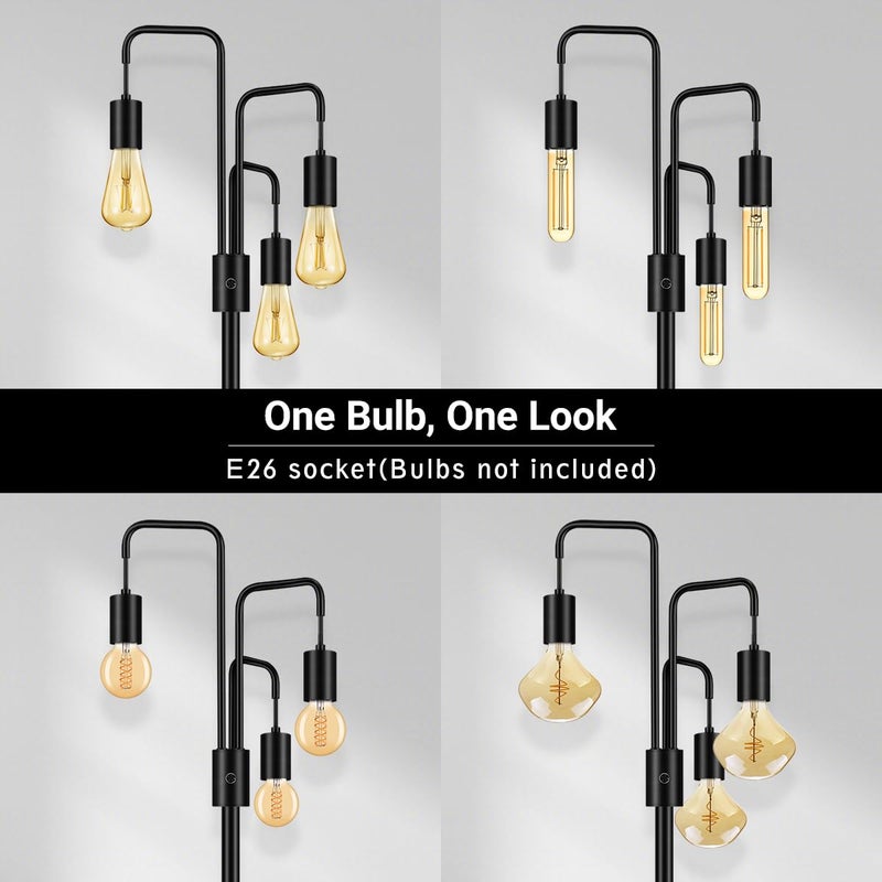 BoostArea Industrial Floor Lamp for Living Room,Modern Standing Lamp Stand Up Lamp with 3 Light, Bulbs Not Included,Simple Design Floor Lamp for Bedroom, Living Room, Office, Kids Room, Reading - Image 2