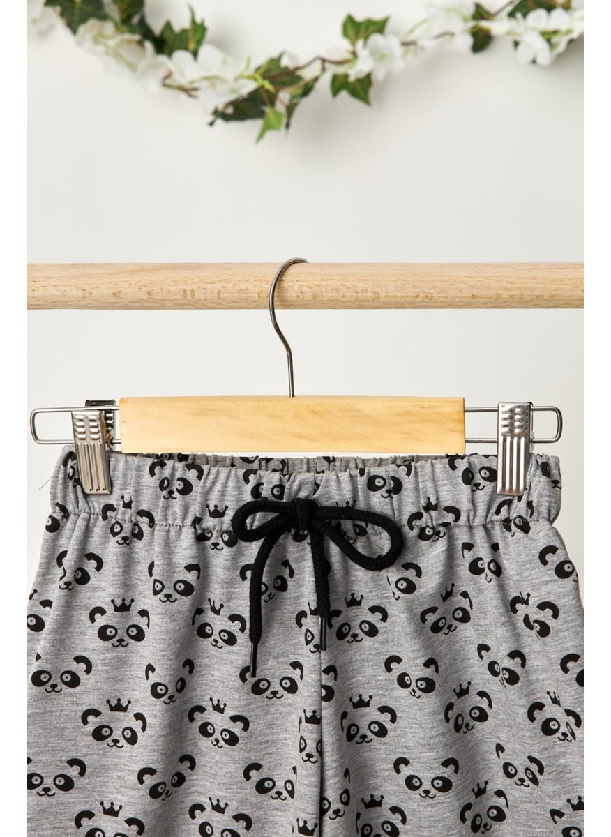 Babygiz Gray Boy's Elastic Waist Pocket Soft Comfortable Lightweight 100% Cotton Patterned Combed Cotton Shorts  - Image 3
