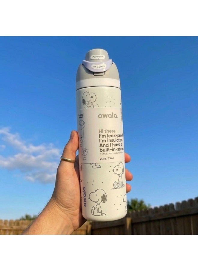 Snoopy FreeSip Insulated Stainless Steel Water Bottle with Straw for Sports, Travel, and School BPA-Free Sports Water Bottle - Image 4