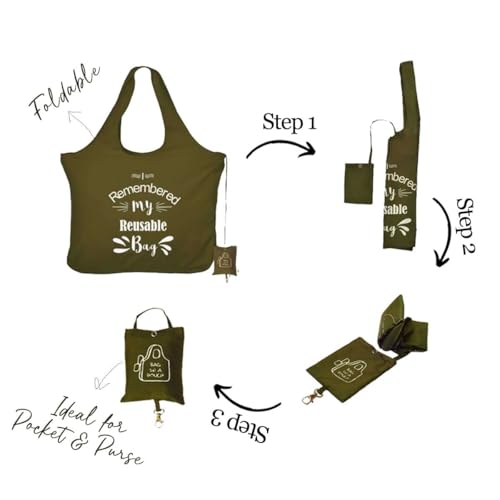 IVILLAGE Women Foldable Reusable Bags for Shopping and Daily Essentials | Stylish Designer Tote and Shopper Bag | Compact, Lightweight, and Eco-Friendly with 12Kg Capacity - Black/Green - Image 2