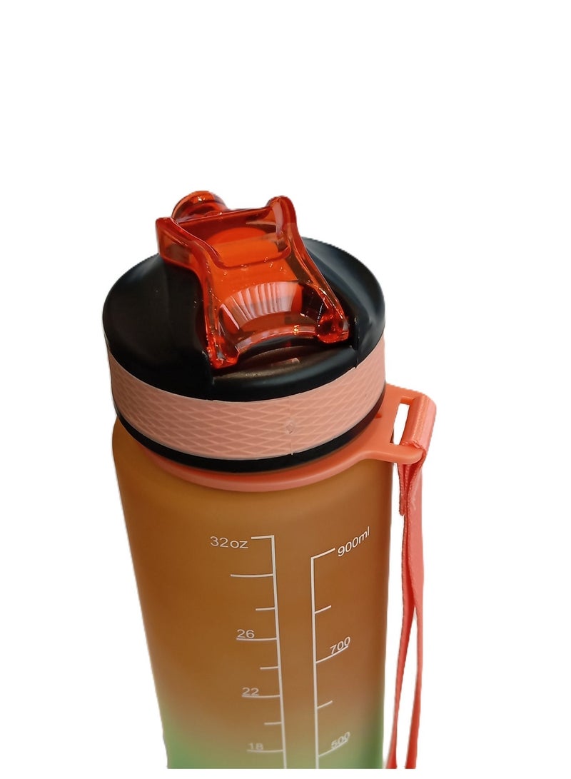 CAZADORA 1L Motivational Sport Water Bottle with Time Marker, Straw, and Leak-Proof Lid – BPA-Free Tritan Plastic – Ideal for Gym, Fitness, School, Office, and Outdoor Activities – Easy Carry Handle, Reusable & Durable Design – Inspiring Water Intake Reminder – Non-Toxic & Safe for Kids and Adults – Large Capacity Hydration Bottle for Daily Use – Stylish Dual-Tone Orange & Green Color for Trendy Lifestyle – Perfect for Running, Cycling, Hiking, and Sports – Odor-Free, Lightweight, and Easy to Clean – Encourages Healthy Hydration Habits – Suitable for Men, Women, and Children - Image 4