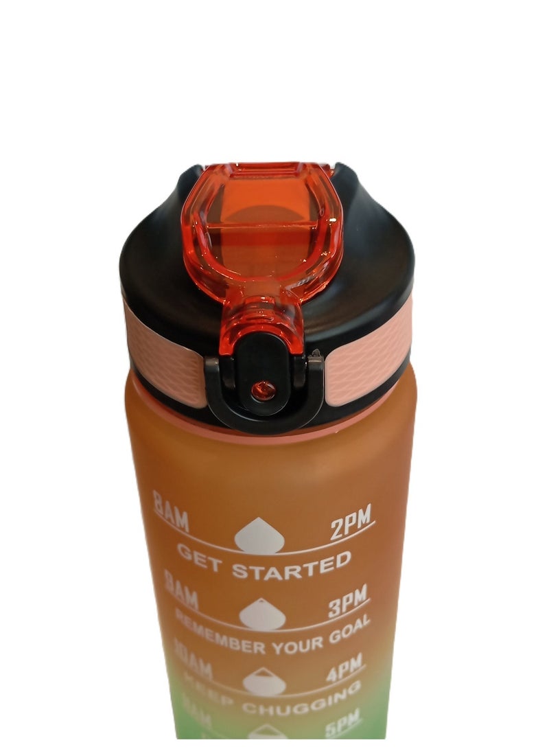 CAZADORA 1L Motivational Sport Water Bottle with Time Marker, Straw, and Leak-Proof Lid – BPA-Free Tritan Plastic – Ideal for Gym, Fitness, School, Office, and Outdoor Activities – Easy Carry Handle, Reusable & Durable Design – Inspiring Water Intake Reminder – Non-Toxic & Safe for Kids and Adults – Large Capacity Hydration Bottle for Daily Use – Stylish Dual-Tone Orange & Green Color for Trendy Lifestyle – Perfect for Running, Cycling, Hiking, and Sports – Odor-Free, Lightweight, and Easy to Clean – Encourages Healthy Hydration Habits – Suitable for Men, Women, and Children - Image 5