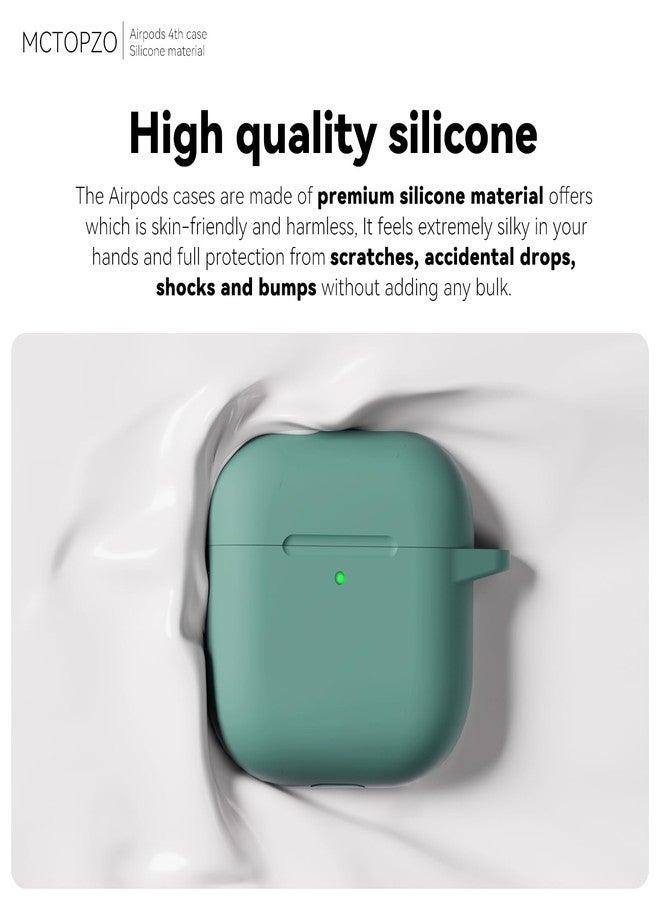 MCTOPZO for AirPods 4 Case 2024 Come with Cleaner Kit,Soft Silicone Protective Case for Apple AirPods 4th Generation Case with Keychain,Compatible with AirPod 4 Case Cover for Women Men-Pine Green - Image 3