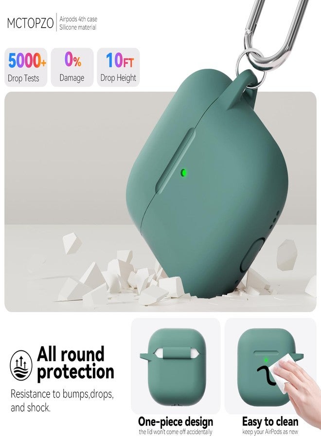 MCTOPZO for AirPods 4 Case 2024 Come with Cleaner Kit,Soft Silicone Protective Case for Apple AirPods 4th Generation Case with Keychain,Compatible with AirPod 4 Case Cover for Women Men-Pine Green - Image 5